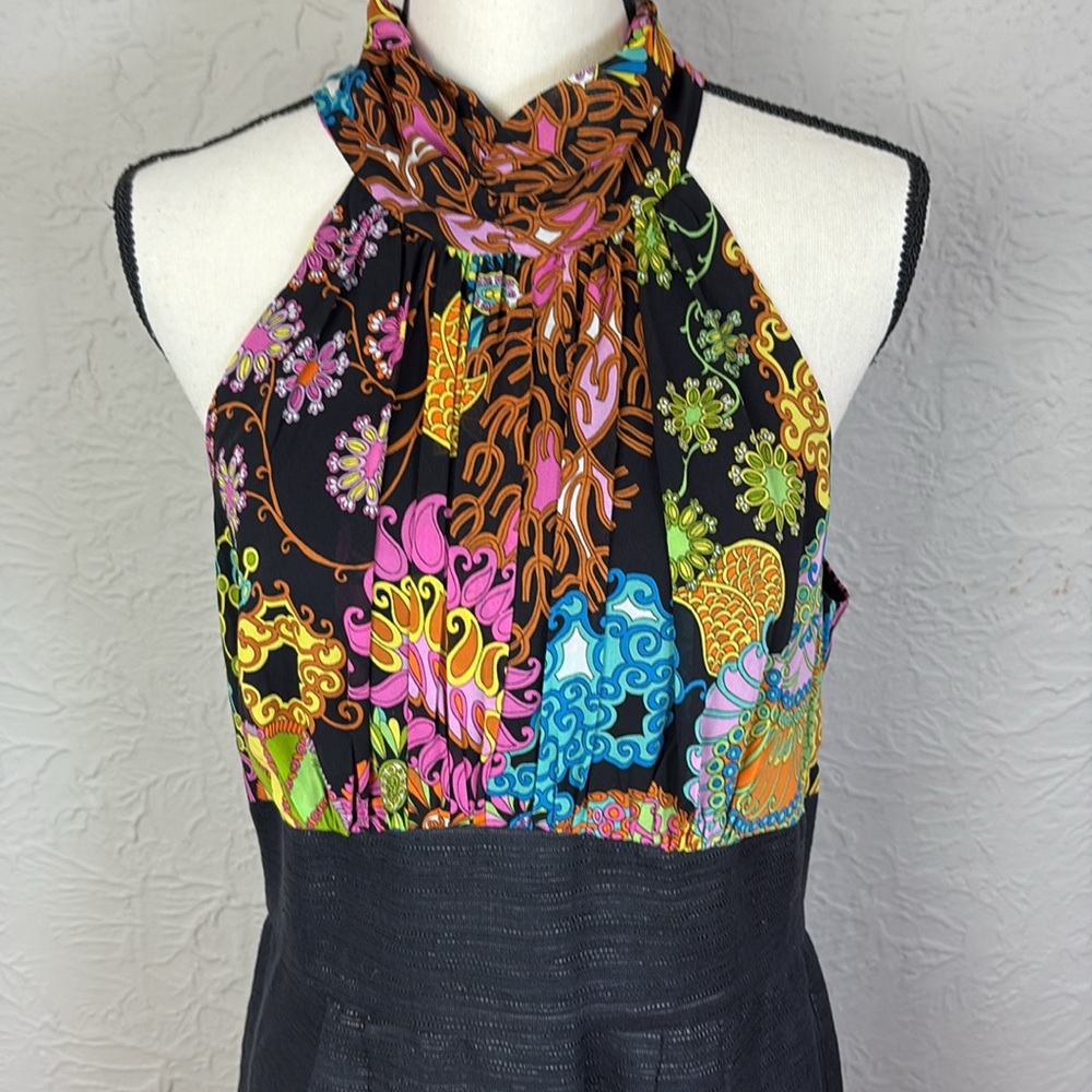 Trina Turk Diba Scarf Print Halter Sheath Dress - Picture 5 of 12